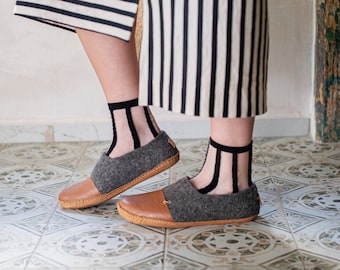 Felted Wool Slippers: Handmade Clogs with Leather Toe Caps
