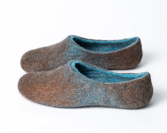 Ombre boiled wool slippers for Women, Felted wool clogs, Handmade in Europe by BureBure