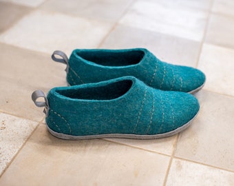 Handcrafted Womens Felted Wool Slippers Clogs - Custom Orders Available in Various Colors, Sizes, Rubber or Leather Soles- Mother's Day Gift