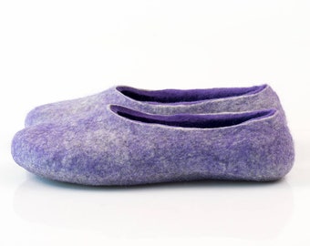 Sheep & Alpaca Wool Slippers for Woman, Hygge Gift Idea for Her, Lilac Warm Felted Wool Shoes Bure Bure