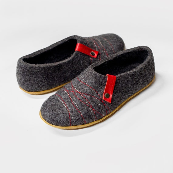 Women Felted Wool House Shoes Boiled Wool Slippers Mom Home Gift