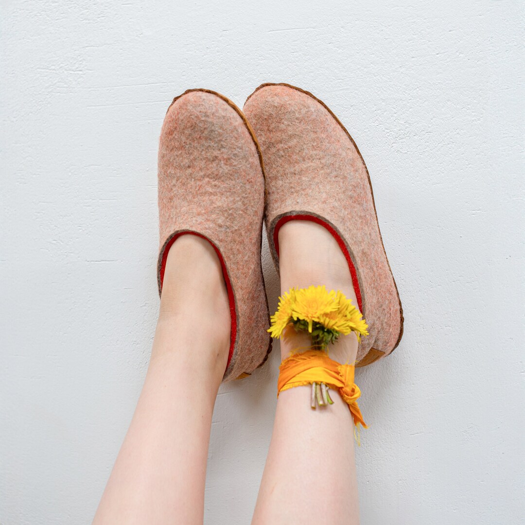 Handmade Boiled Wool Men's Slippers: Felted Home Shoes With Rubber Or Leather Soles