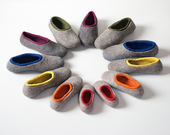 Playful kids wool slippers, Toddler home slippers, felted wool slippers for little kids, Children gift woolen slippers, non slip home shoes