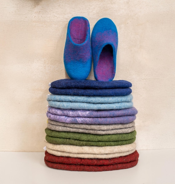 Pre-felted Wool Slipper Kit: Backless Slip-on With Felting Lesson