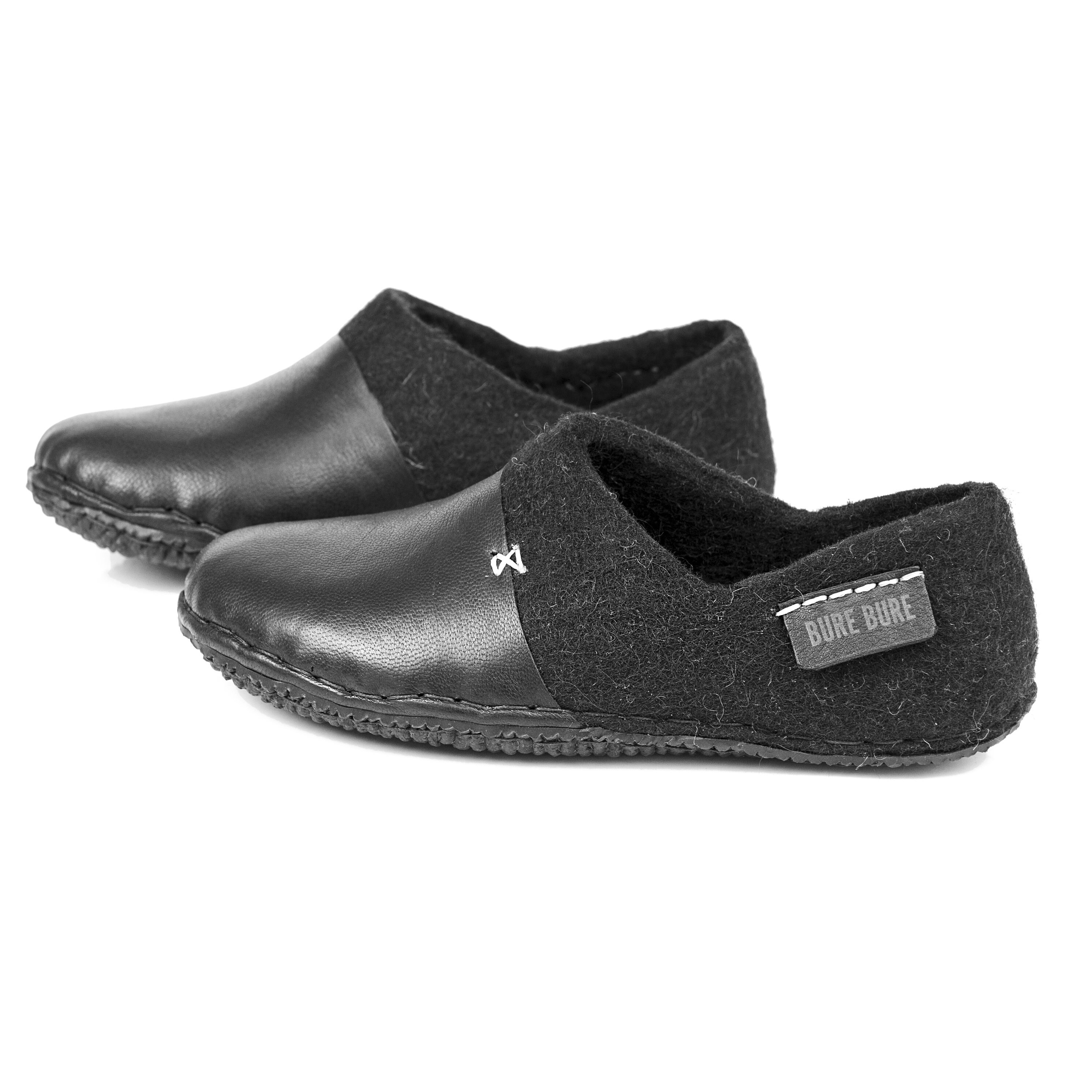black leather slippers ladies