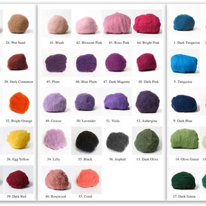 Dyed Felting wool 54 Colors, Best for wet felting, BureBure slippers wool Bergschaf Tyrollean image 1