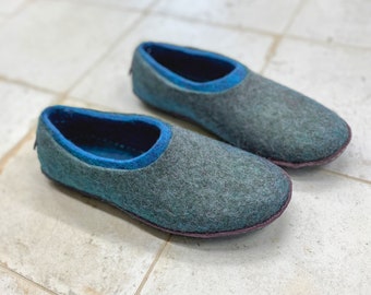 BureBure Comfortable Mens felted wool slippers, Husband gift, Boiled wool Warm house shoes, Eco friendly wool felt handmade slippers for men