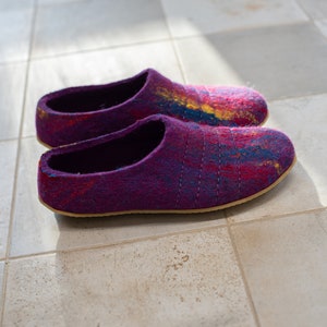 Natural felted wool women's slippers BureBure