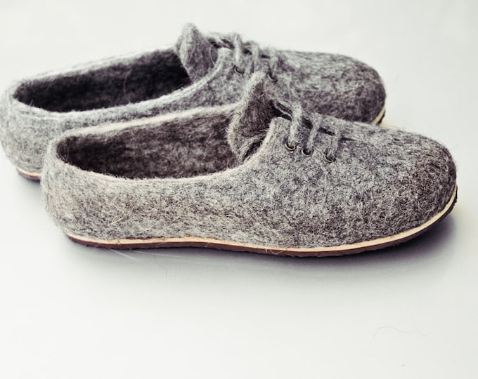 Natural felted wool sneakers for men, Felted wool shoes, Warm sneakers, Woolen house slippers Gift for him