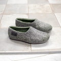 Felted wool slippers for women Gray Green hygge natural felt boiled wool clogs slippers - Woodland product logo