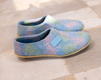 Handmade Wool Clogs: Women's Lightweight Boiled Wool Slippers