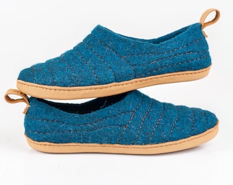 Felted Wool Slippers: BureBure Cocoon Style with Leather Sole