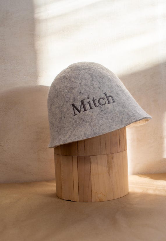 Personalised Handmade Felted Wool Sauna Hat - Heat Cold Protection - Custom Name Gift for Banya