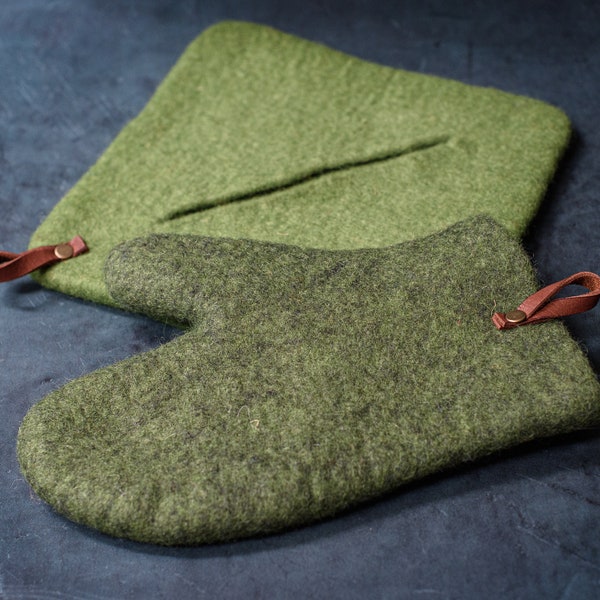 Cadeau de pâtisserie - Mitaines de four en laine feutrée de différentes couleurs - Cache-pot en feutre - Gants de cuisine en laine feutrée - Cadeau pour la fête des pères - Cadeau pour la fête des mères