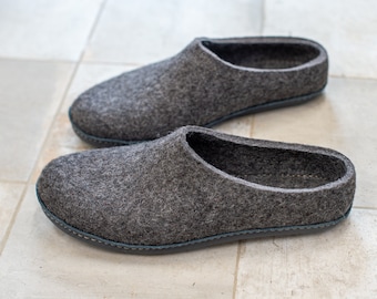 Handmade Felted Wool Clogs: Men's Barefoot Slippers, Leather or Rubber Sole