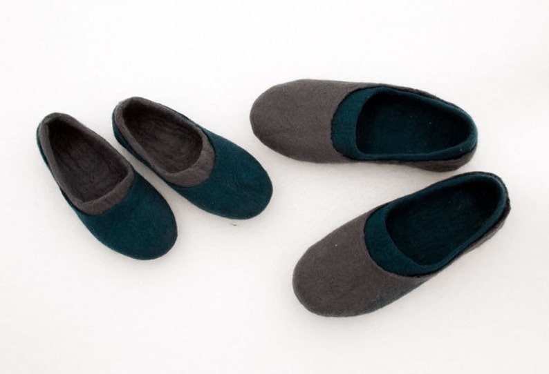 Dad and Me Matching Father Kid Slippers, Fathers Day Gift for Dad, Family Set Felted Slippers for Him, Woolen Home Shoes image 4