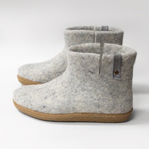 Natural wool ankle boots women slippers with rubber soles, Woolen Booties with short side cut on each side warm gift
