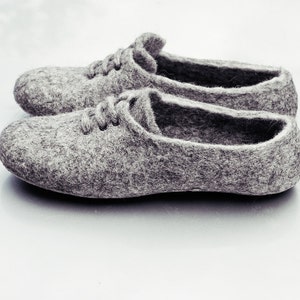 Natural felted wool sneakers for men, Felted wool shoes, Warm sneakers, Woolen house slippers Gift for him image 3