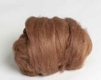 Undyed Alpaca Wool Roving: Brown & White Fiber for Felting (100g/3.5oz)