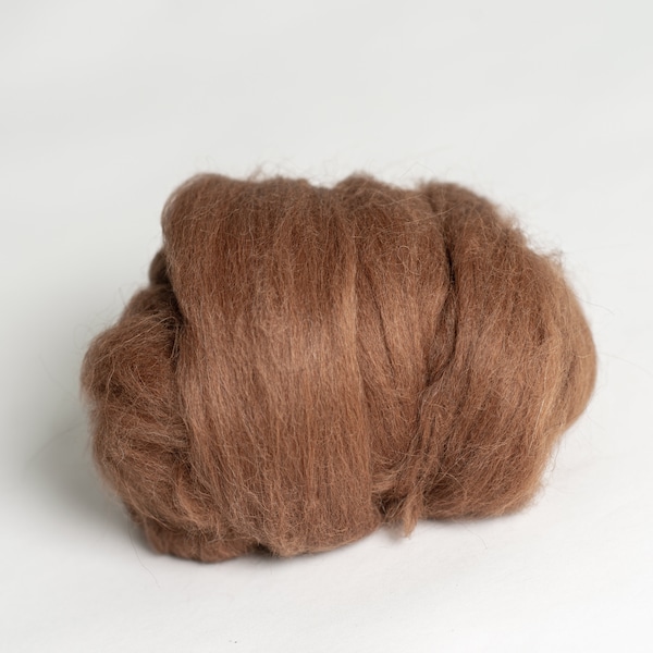 Dessus en laine d'alpaga 3,5 oz marron/blanc - Excellent pour le feutrage humide, la décoration en feutre, le feutrage Nuno, le feutrage à l'aiguille ou le filage