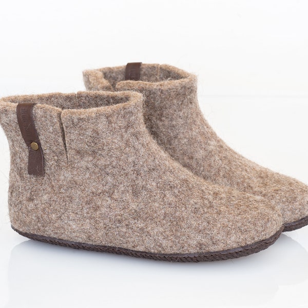 Damen natürliche Wolle Booties Hausschuhe - Warme handgemachte gefilzte Wolle Stiefeletten - valenki