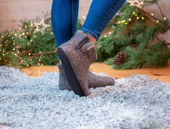Natural Wool Ankle Boots Women Slippers 