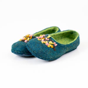 BureBure Natural Felted Wool House Slippers for Women, Embroidered with Indian Silk gift for her image 9