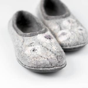 Viola felted wool slippers for women, Floral slippers, Gift for Her Handmade in Europe image 4
