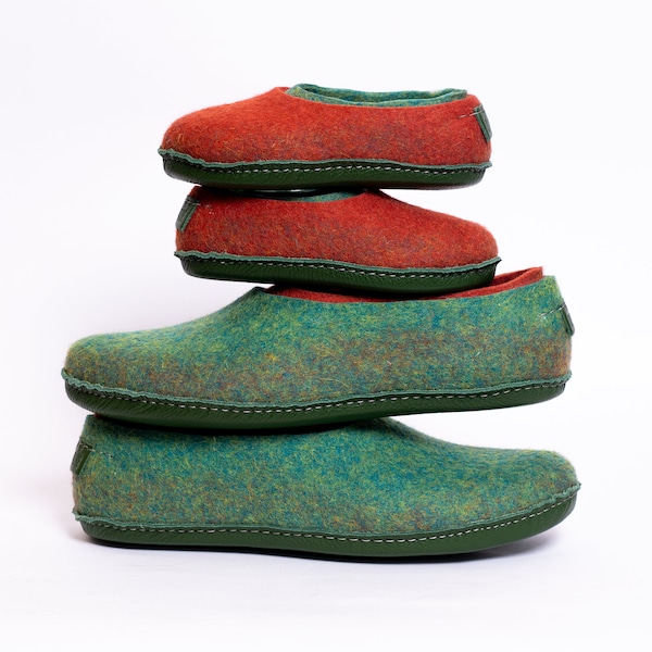 Pantuflas a juego para papá e hijo, regalo del Día del Padre, juego familiar de pantuflas de fieltro para él, zapatillas de lana para estar en casa