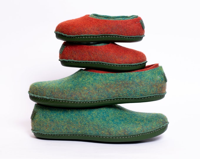 Dad and Me Matching Father Kid Slippers, Fathers Day Gift for Dad, Family Set Felted Slippers for Him, Woolen Home Shoes