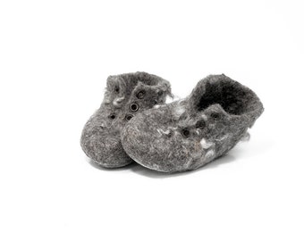 Felted Wool Baby Booties, Handmade Baby Sneakers, Gift for New Mom, Wool Walker Booties