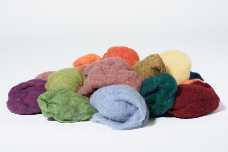 Dyed Felting wool 54 Colors, Best for wet felting, BureBure slippers wool Bergschaf Tyrollean image 2
