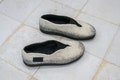 White felted wool Women slippers, Bridal slippers, Wool shoes for Her, Valenki, Felt shoes, Warm house shoes product logo