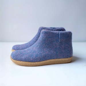 Pantuflas de lana hasta el tobillo: Botines de lana afieltrada para mujer - Botas de lana cálidas para interiores y exteriores