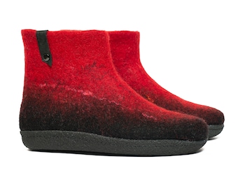 Woolen ankle mid boots slippers - felted wool booties - BureBure WOOBOOT - Active Volcano