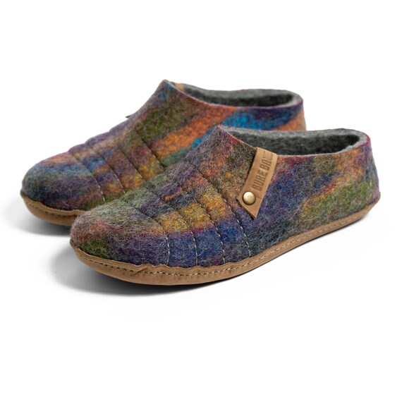 Felted Natural Wool Women Slippers 