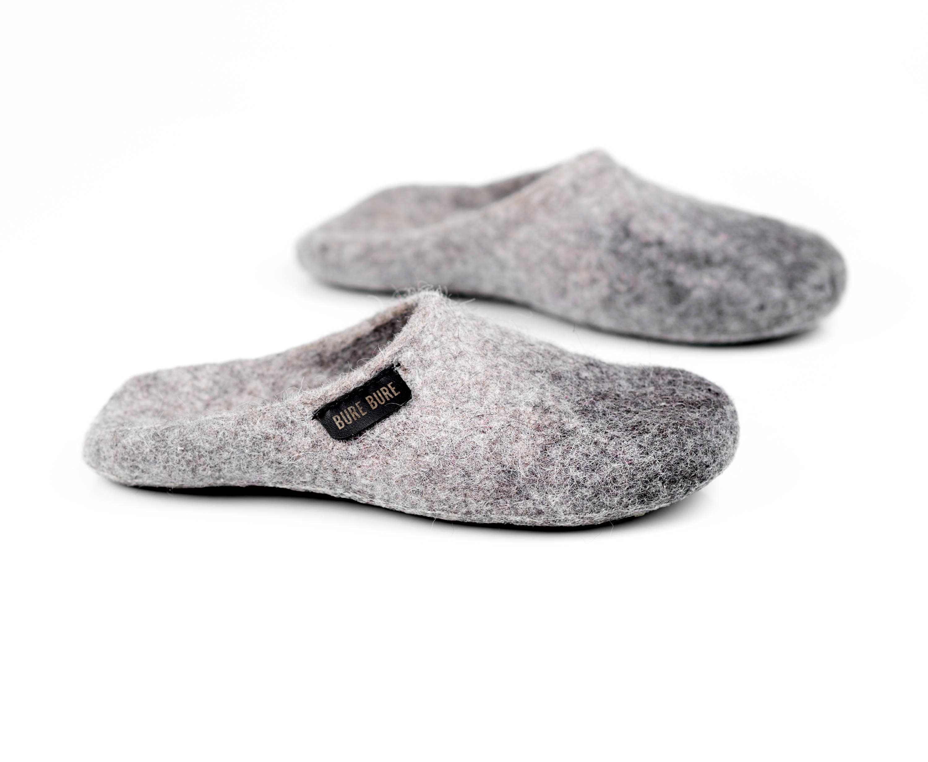 Alpaca felted wool slide slippers with 