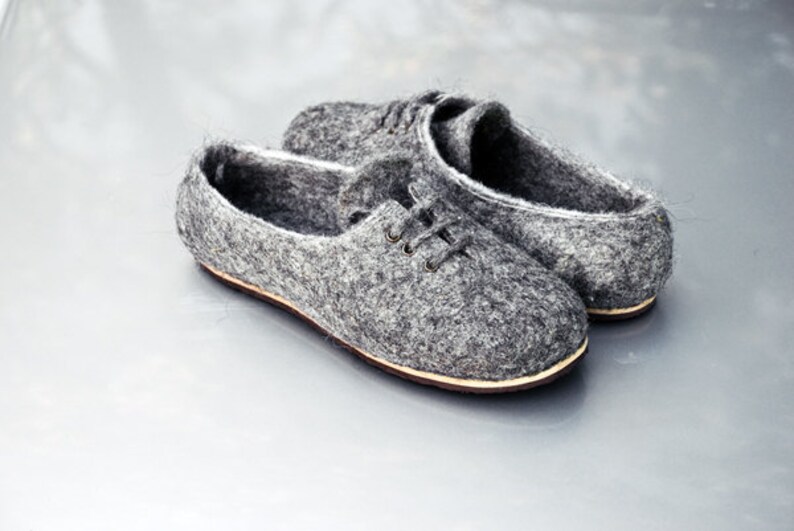 Natural felted wool sneakers for men, Felted wool shoes, Warm sneakers, Woolen house slippers Gift for him image 2