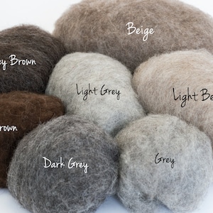 One of the best wool for wet felting 500gr / 17,6 oz Bergschaf Tyrollean Wool BureBure felted slippers wool, 7 Main Natural Wool Colors image 2
