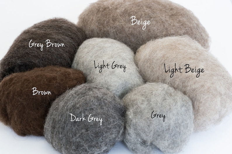 One of the best wool for wet felting 500gr / 17,6 oz Bergschaf Tyrollean Wool BureBure felted slippers wool, 7 Main Natural Wool Colors image 2