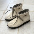 Felted wool women boots slippers with laces, Warm 2 layered boiled wool Ankle booties product logo