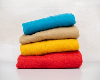 17.5mic Extra Fine Merino Wool Prefelt - Camel Curry Red Turquoise color - Width 140-160cm 55-63inch - Ideal for Wet Needle Felting -80 g/m2