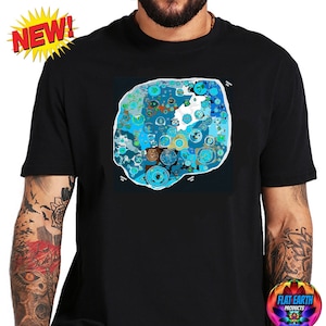 Terra Infinita Karte T-Shirt Flache Erde Mehr Land Jenseits der Antarktis Eiswand Ring Außerirdisches Gebiet T Unisex Männer Schwarz Marine T-Shirt Geschenk