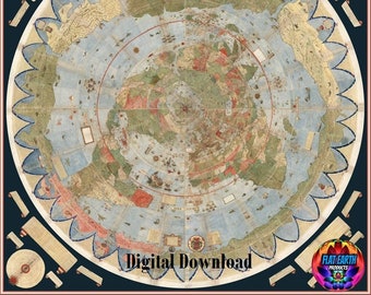 Carte composite de la terre plate du monde d'Urbano Monte en téléchargement numérique haute résolution, Milan, 1587, cartographie de la Renaissance, 300 ppp imprimable, 521 Mo