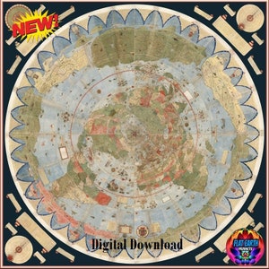 Urbano Monte's samengestelde platte aardekaart van de wereld Hi-res digitale download Milaan 1587 Realm Renaissance cartografie 300 dpi afdrukbaar 521 MB