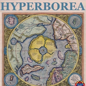 Flat Earth Hyperborea Noordpool Wereldkaart Canvas Poster XL Afdrukken HD Mercator 1606 Terra Realm Gleason Planet Polaris Garden of Eden 1623
