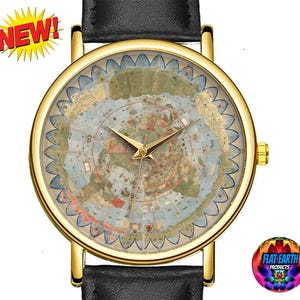 Urbano Monte platte aardekaart polshorloge 1587 vintage wereldrijk horloge mannen vrouwen zwart bruin kunst uniseks Antarctica firmament Terra Milan cadeau