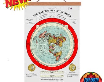 XL Flat Earth New Standard Map Gleason's 1892 World Canvas Poster Wooden Hanger Frame Wall Painting Decor World Globe Realm 60x90cm 24”x36”