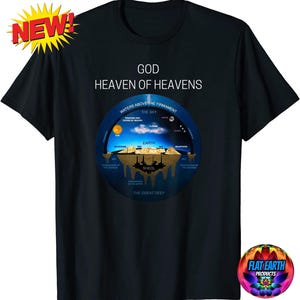 Flache Erde Karte T-Shirt Modell Firmament Dome Männer Schwarz Welt Psalm 19: 1 Die Himmel erklären die Herrlichkeit Gottes Alte hebräische Kosmologie Ebene X