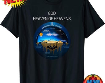Flat Earth Map T-Shirt Model Firmament Dome Men Black World Psalm 19:1 The Heavens Declare the Glory of God Ancient Hebrew cosmology Plane X
